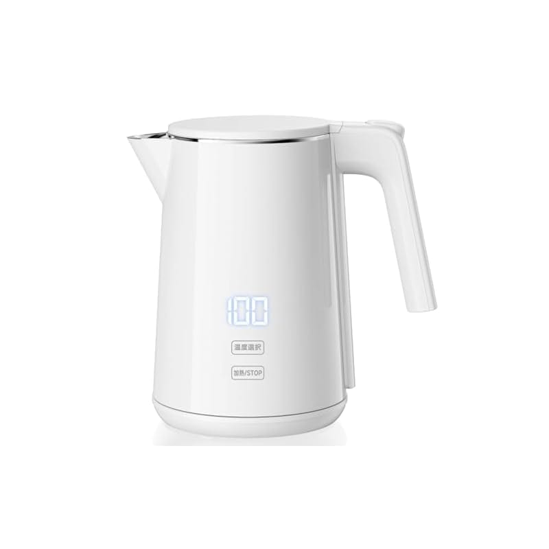 即納：SSYFEI 電気ケトル 1.0L【1000W急速沸騰・デジタル温度表示】7段階温度調節 4時間保温 触れても熱くない二重構造 304ステンレス製 メモリー機能 空焚き防止 小型 お手入れ簡単