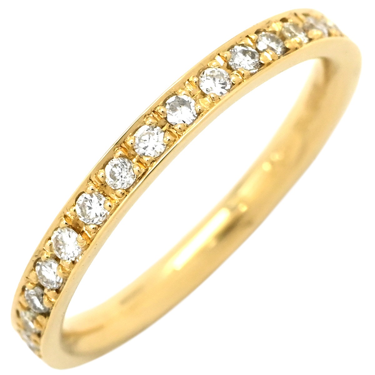 リング 指輪 ダイヤリング イエローゴールド Au750 18K 18金 メレダイヤ ラウンドブリリアントカット YG 11号【中古】