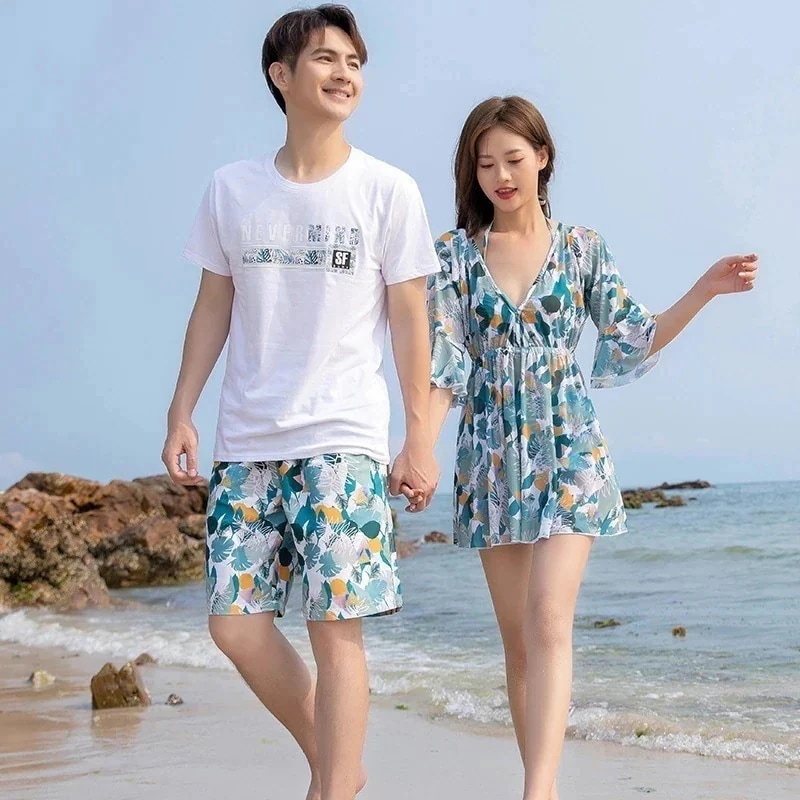 温泉 【10点セット】25 水着 修学旅行 ビキニ ワンピース 水着 体型カバー 体型別 3点セット保守的で痩せて見える海辺リゾートメンズ ラッシュガード レディース ビーチパンツカップル水泳スーツ