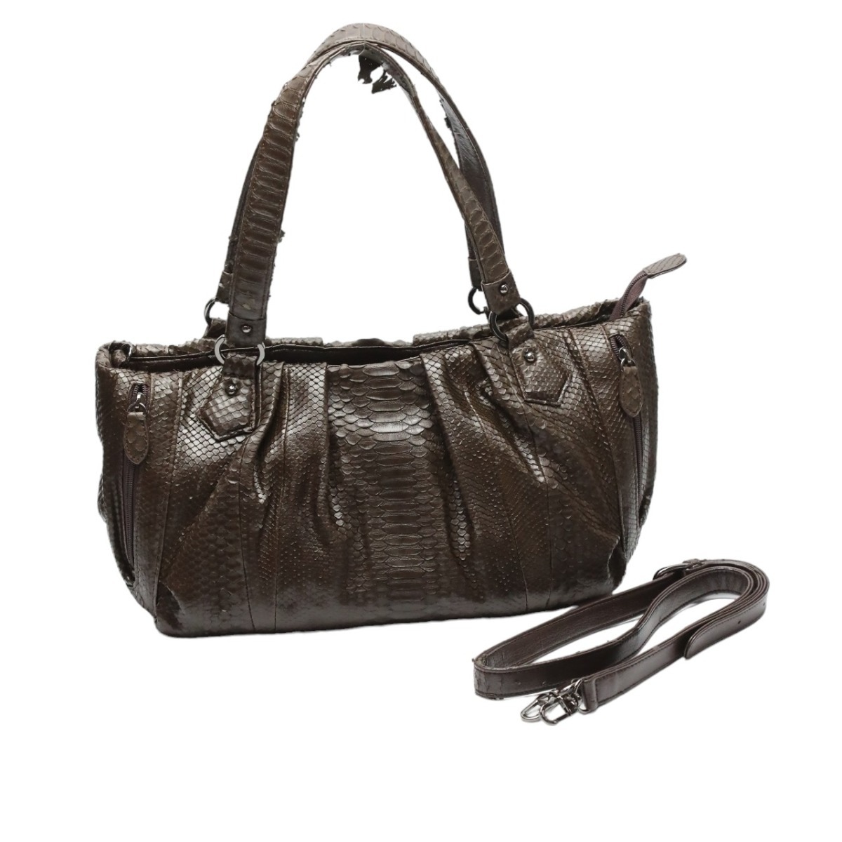 パイソンLB2030 ハンドバッグ パイソン 2WAY ブラウン