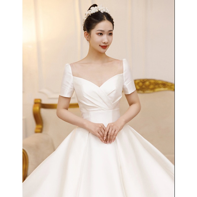 ライトウエディングドレス 2024新花嫁 プチメインガーゼ 上質ミモレ丈ガーゼ プリンセス風