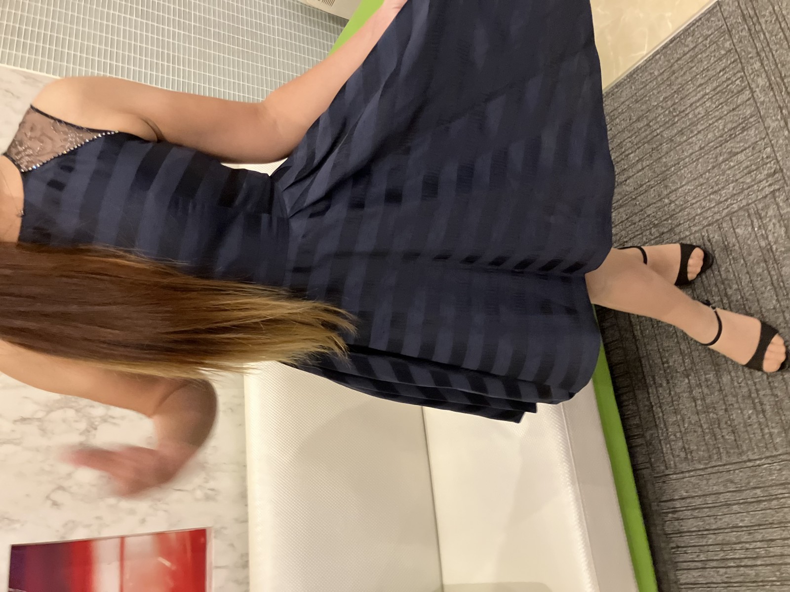 Petirobe 日本製 タグ付き上品ワンピース ネイビー×ブラック フレア 高品質 美品