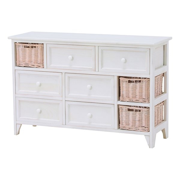 チェスト バスケットチェスト ホワイト 幅90×奥行30×高さ59cm MCH-5713AW 15,651円