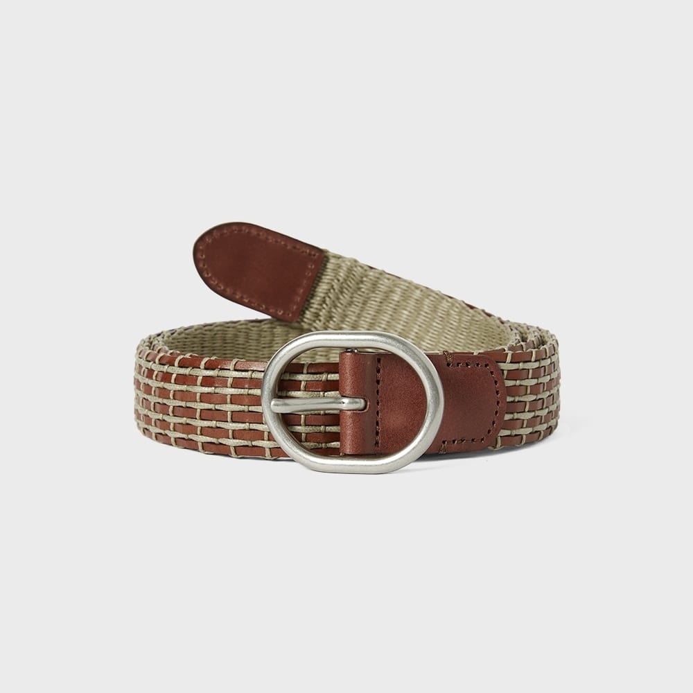 ディスイーズネバーゼット マルチカラー 織りベルト ベージュ