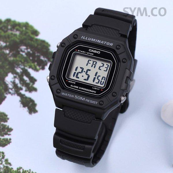W-218H-1A スクエアデジタルブラック ミリタリー ミリタリー メンズ ウレタン 腕時計 d