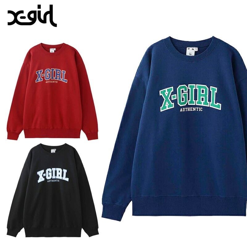 エックスガール COLLEGE LOGO CREW SWEAT TOP クルーネック スウェット レディース