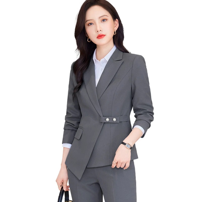 スーツ セットアップ 通勤 グレー 秋 高級感 フォーマル 衣装 レディース