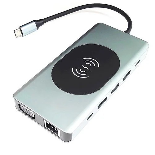 RM RM-2204 13in1ドッキングステーション ワイヤレス充電器 USB PD対応 グレー