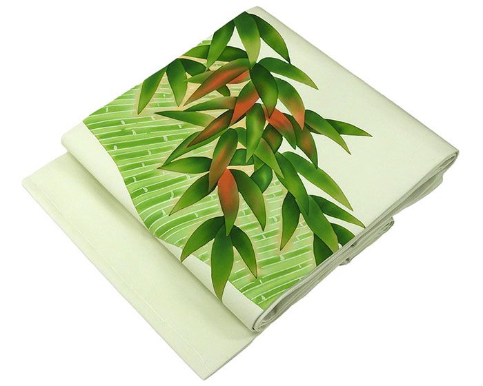 名古屋帯 未着用美品 正絹 竹笹模様 未使用 新古品 カジュアル 着物 h0940