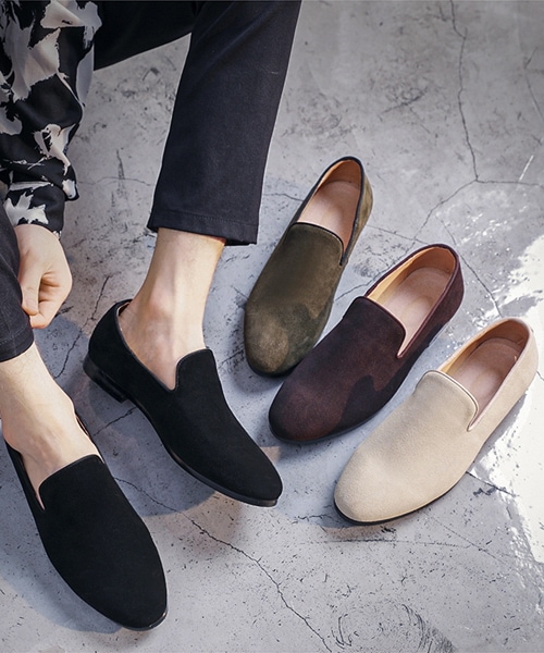 ４色展開 フラットカジュアルレザーシューズ メンズ レディース ローファー モカシン 3cm フラット ラバーソール ラウンドトゥ ヴェルベット 柔らかい シンプル カジュアル ルーズ 無地