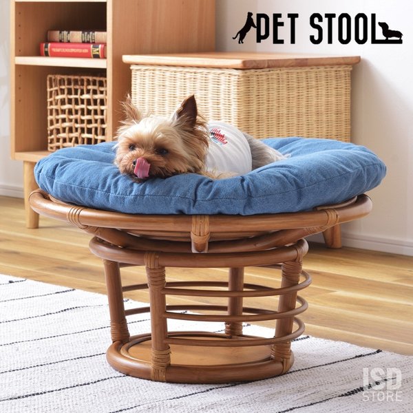 ペット スツール 椅子 チェア ペット イヌ ネコ 犬 猫 クッション ラタン 収納 ゆったり おし