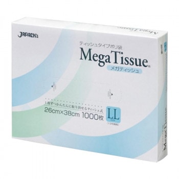 ジャパックス BOXポリ袋メガティッシュ LL 無着色 1000枚×9箱 BH03