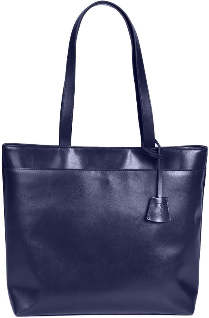 小物の場所が一目でわかる トートバッグ メンズ ビジネスバッグ 皮 革 自立 大容量 uy14(04.ネイビー)