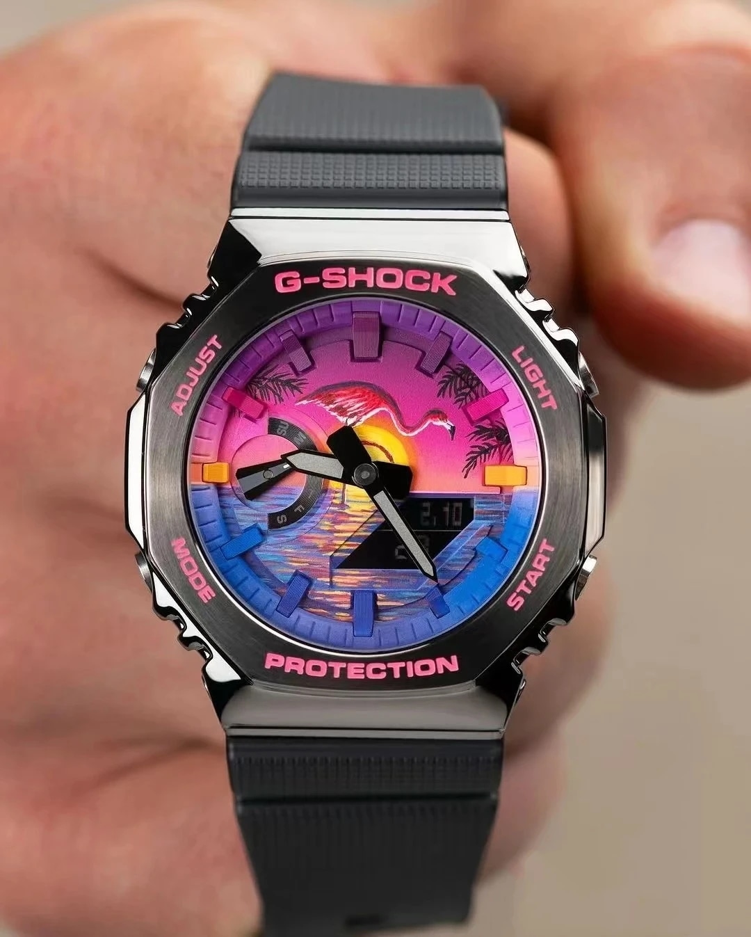 G-shock-メンズデジタルスポーツウォッチ,電子,フル機能,世界的な時間のLED,自動ハンドリフト,軽量オーク,2100シリーズ - 1511