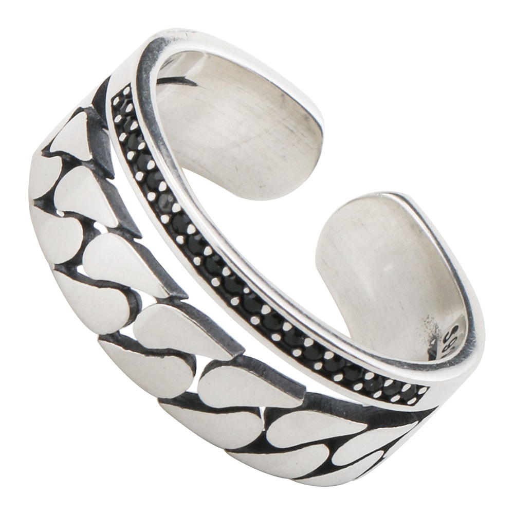 925 喜平チェーンリング オニキス [cr217]