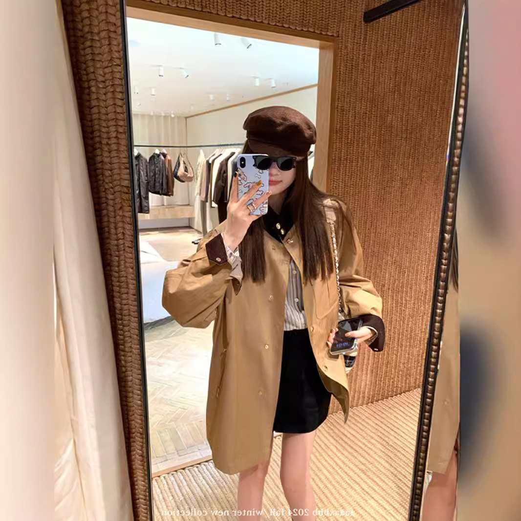 aaaaxbb ローズトーキョーパッチワークウインドブレーカージャケット女性用/ブラックレトロファッショナブルなポケットデザイントップ