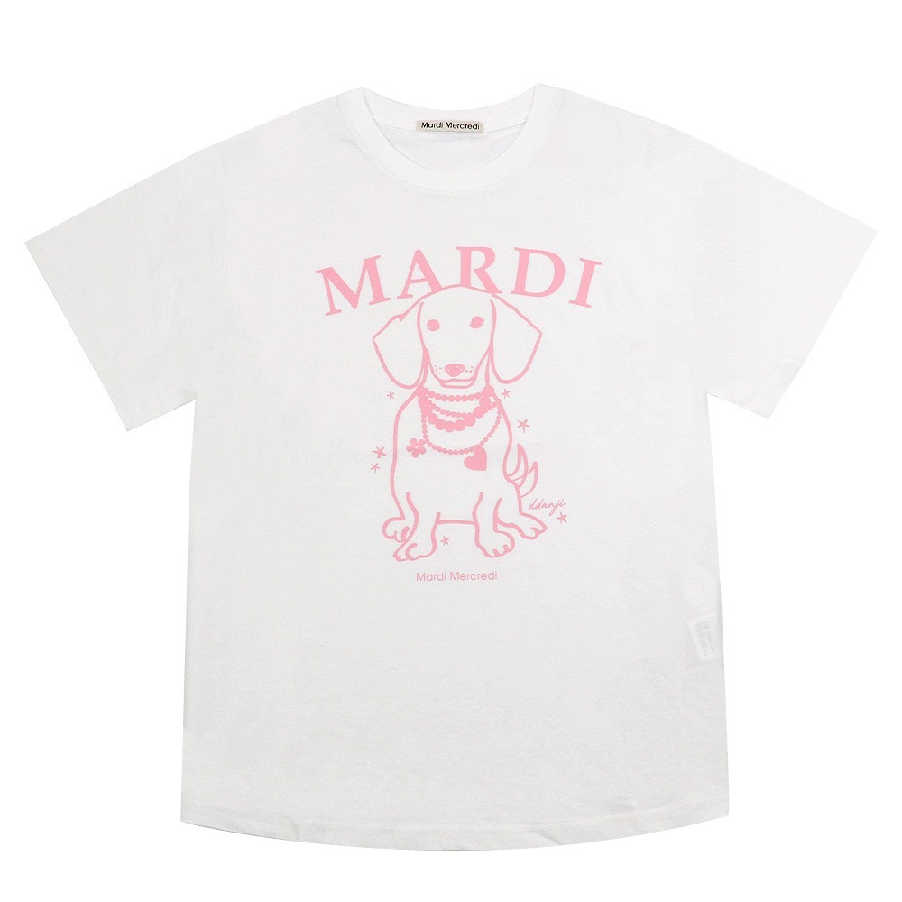 Tシャツ TSHIRT SWING THE TAIL DDANJI PEARL NECKLACE WHITE PINK 半袖 レディース 韓国 ファッション アパレル