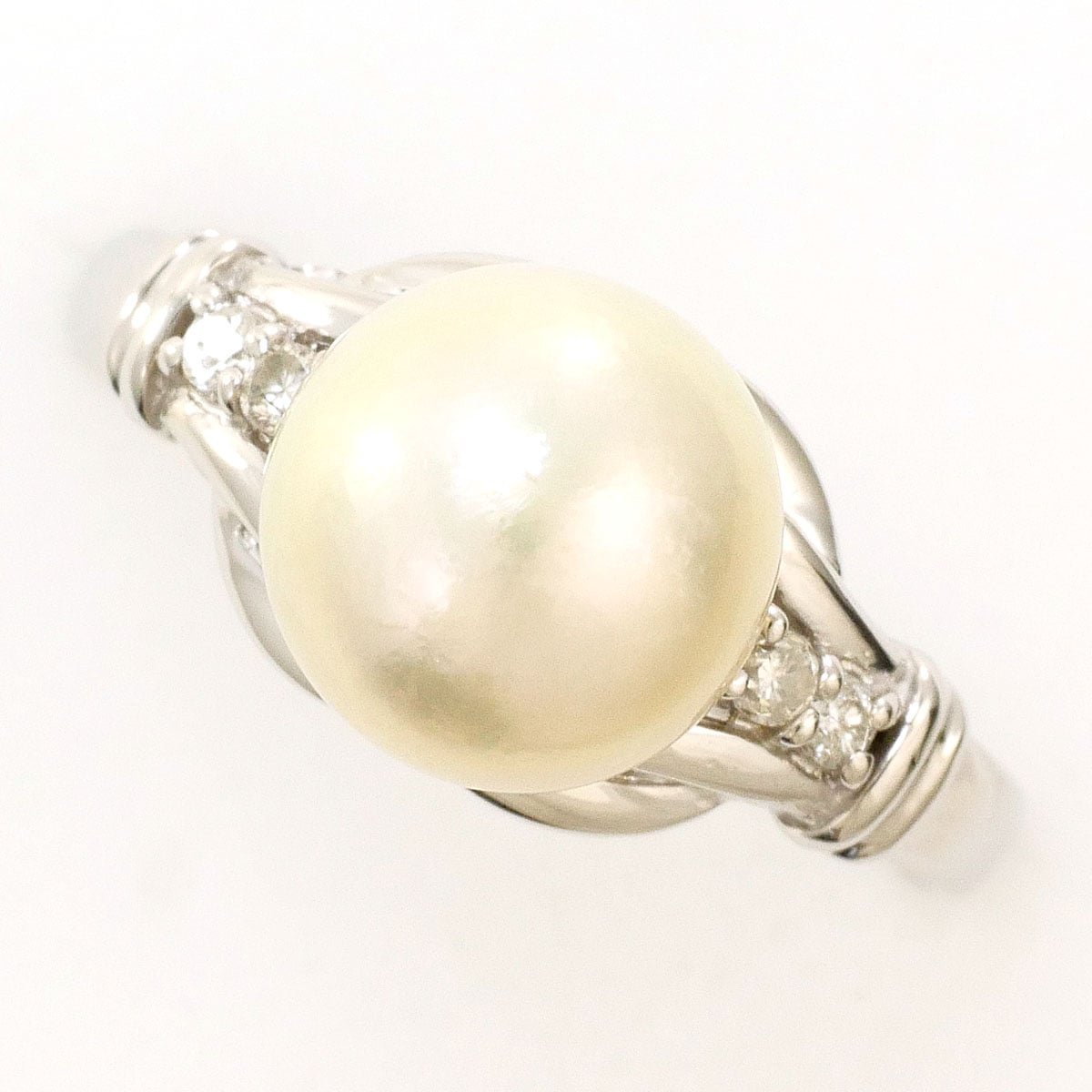 PT900 プラチナ リング・指輪 16号 パール（真珠） ダイヤモンド 0.08ct 総重量約4.8g 中古