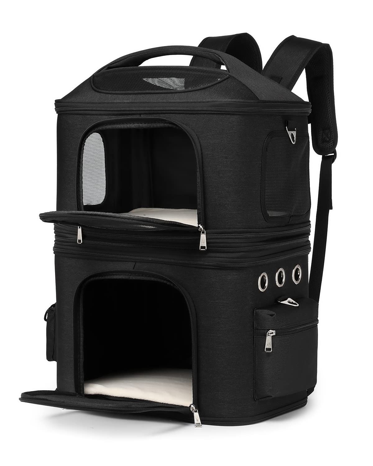 時限買い猫 2匹 リュック 分離可 キャリー 2層 ペット キャリーバッグ 小型犬 ソフトクレート 折りたたみ可 マット付き 2way 通院用 ペットキャリー リュック 猫 猫用 犬 ペットキャリーケ