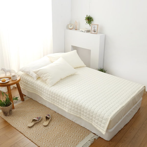 無地/純綿/キルティングパッド/クイーン