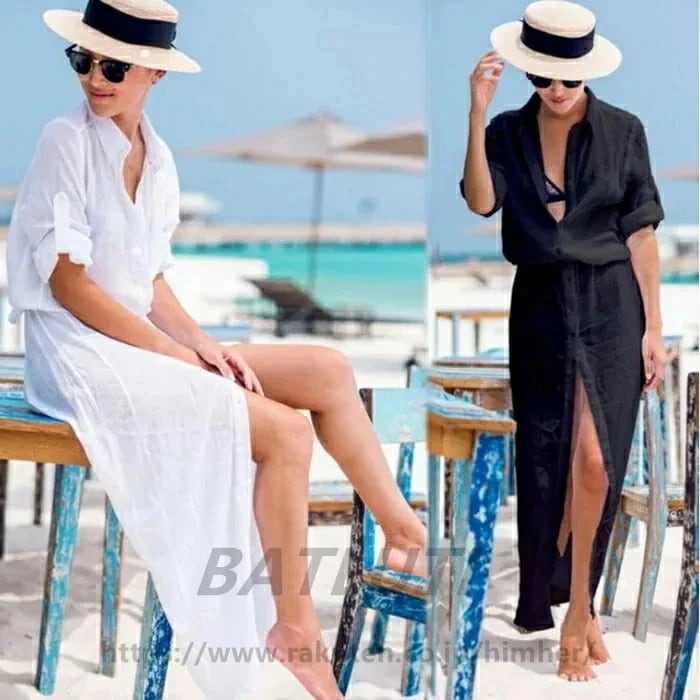NEWカラー追加ロング丈 ワンピース 長袖 シャツワンピ ウエストリボン 海