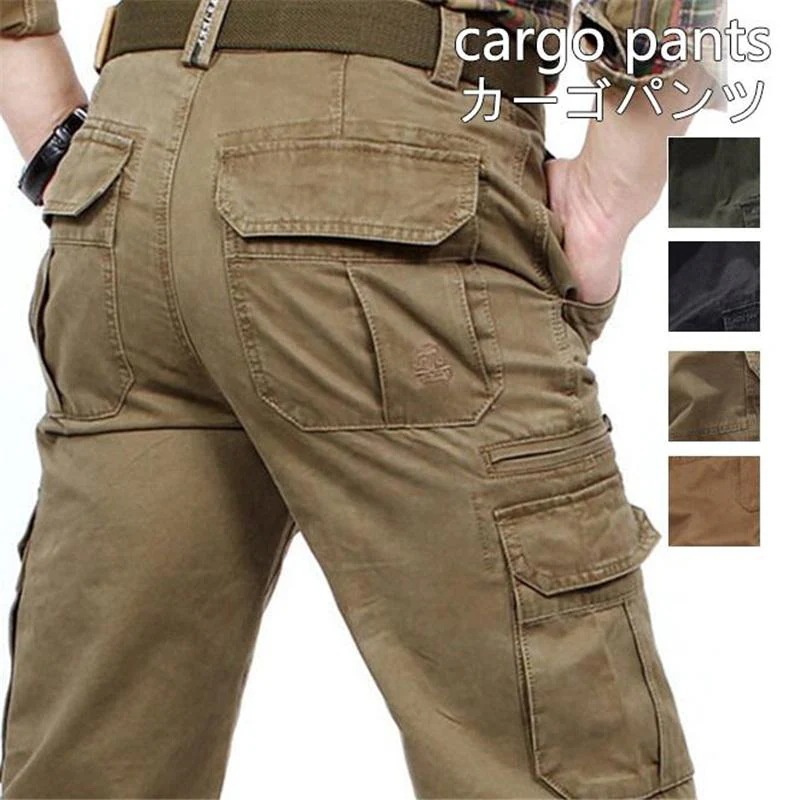 カーゴパンツ メンズ ミリタリー カラーパンツ チノパン カーゴ コットン スウェットパンツ ミリタリーパンツ 作業 無地 カジュアル 作業ズボン