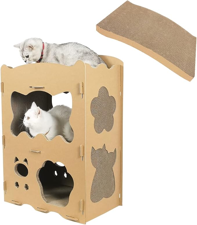 【RAKU】新型猫用爪とぎ 天板２枚付き キャットハウス キャットタワー ダ 6,068円