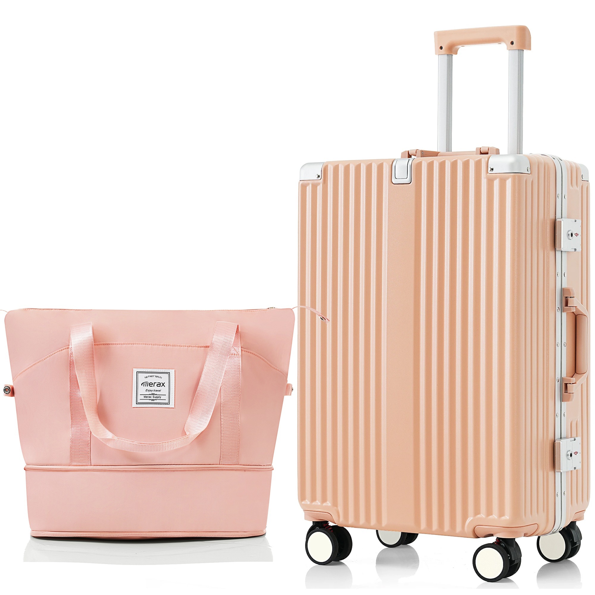 【大好評！最安値挑戦!】スーツケース Mサイズ フレームタイプ アルミ USBポート付き カップホルダー フック式底足 ストッパー付き キャリーケース キャリーバッグ 軽量 おしゃれ 静音 海外 TS