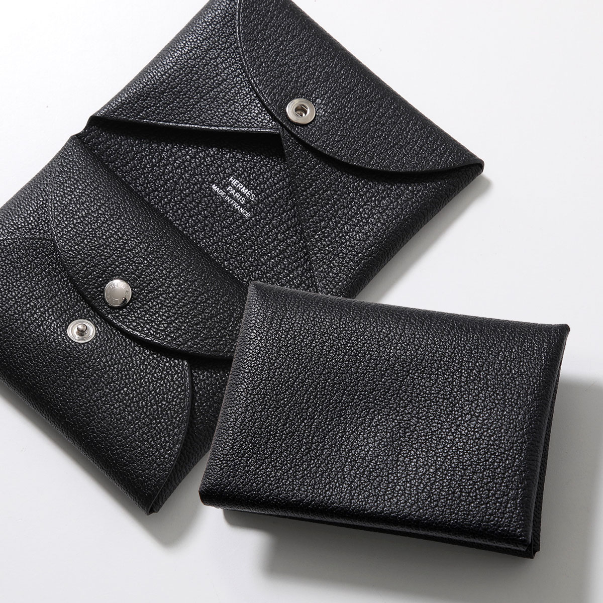 HERMES エルメス コインケース カルヴィデュオ CALVI DUO 082977CK メンズ レディース シェーブル レザー カードケース 小銭入れ ミニ財布 NOIR/ノアール