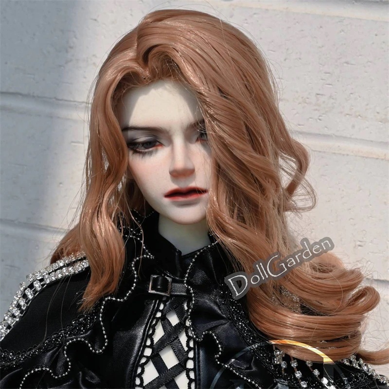 BJD 1/3 ドール用ウィッグ ロングパーマ 柔らかい高温糸 セット済み サイドパート 黒 白 赤 ミルクコーヒー SD/小顔SDサイズ球体関節人形用ウィッグ
