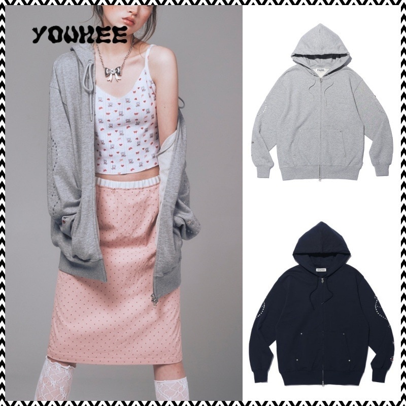 YOUHEE STAR HOTFIX HOOD ZIP-UP