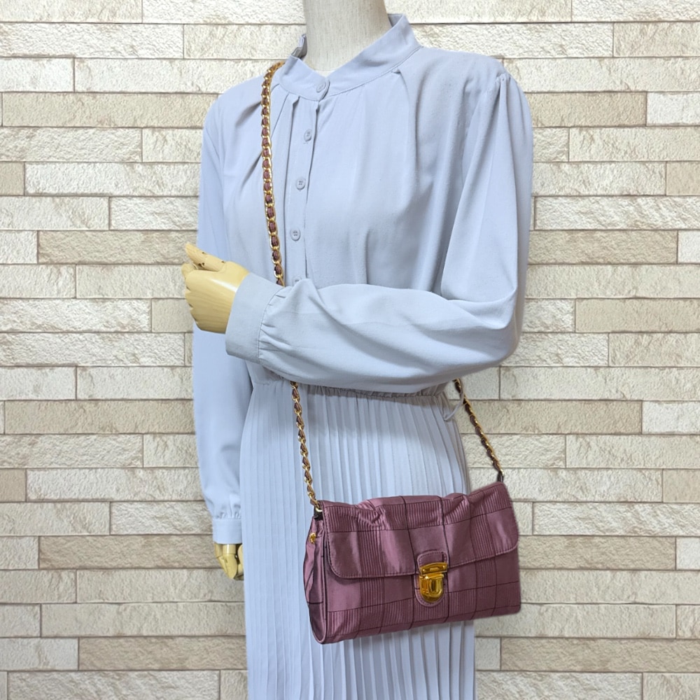 プラダ ショルダーバッグ ナイロンジャガード ピンク PRADA 中古