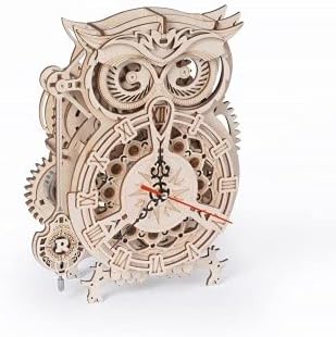 つくるんです【日本公式販売／日本語説明書付】Robotime 動く 3D ウッドパズルシリーズ (LK503 フクロウ時計)