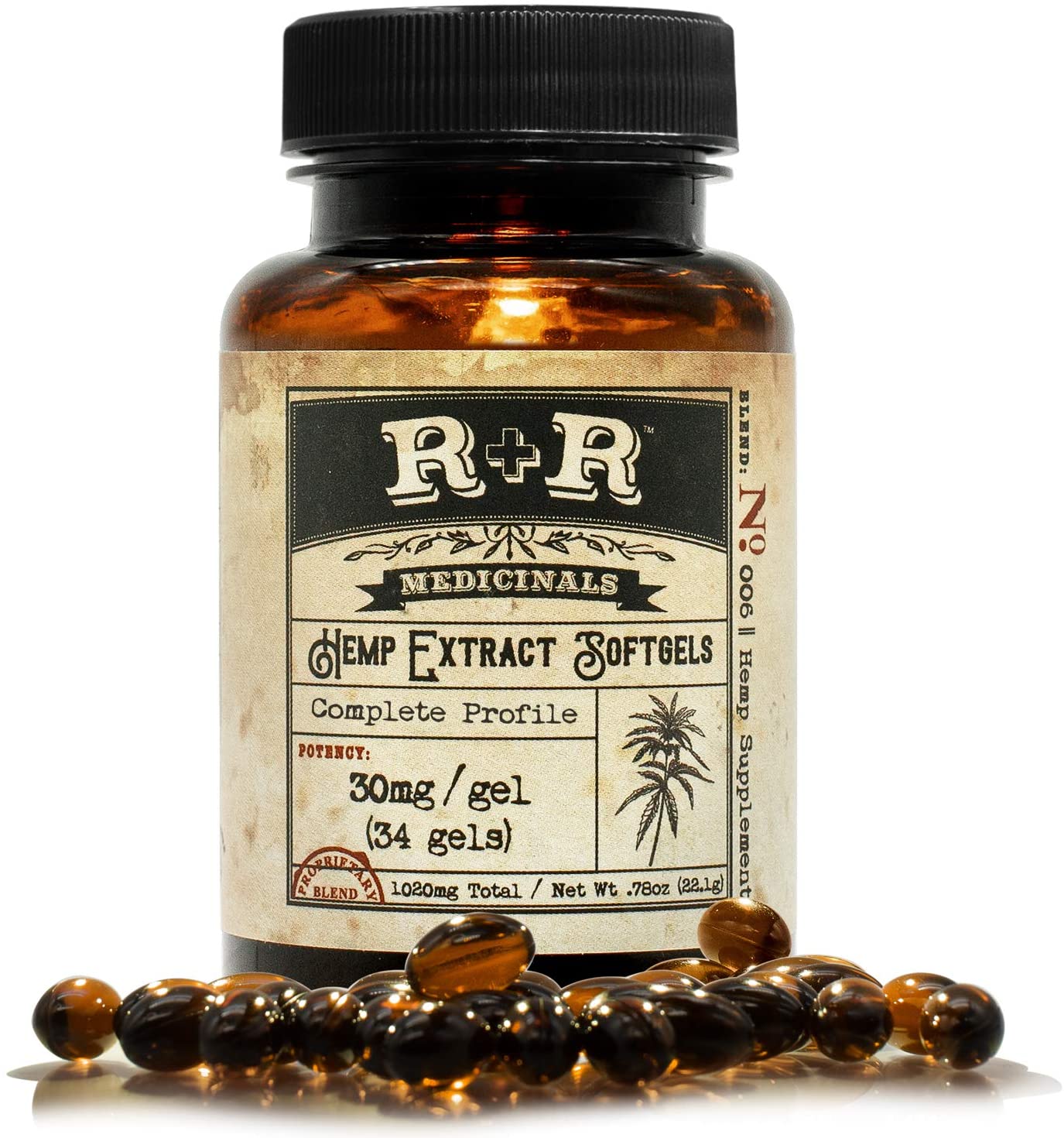 R+R Medicinals Hemp Oil Capsules 1000mg - Softgel