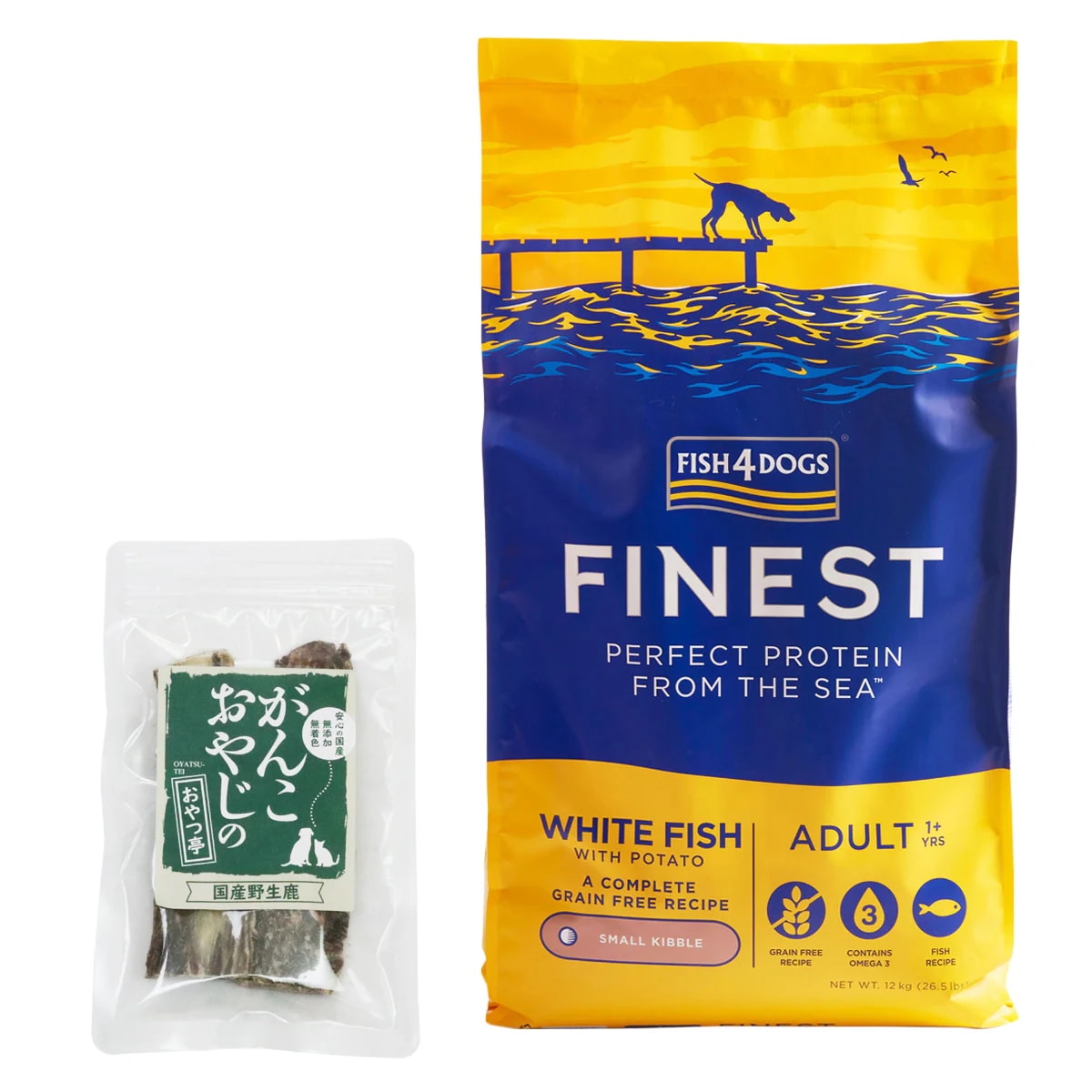 ファイネスト オーシャンホワイトフィッシュ 小粒 12kg【国産鹿のスペアリブ ショートカット 2本付き】