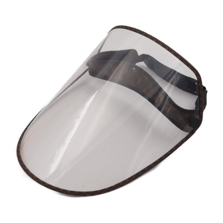 超美品 LOUIS VUITTON ルイ ヴィトン その他帽子 M76727 ビジェール LVシールド モノグラム PVC レザー ブラウン ブラック クリア フェイスシールド フェイスガード ビトン