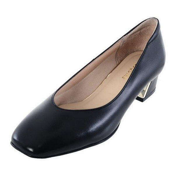 女性ワイドスクエアパンプス4CM(EQFSHP510BK) (P003771939)