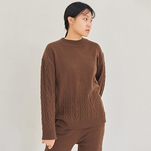 限定SALE!!韓国ファッションカシミヤ模様のラウンドニット
