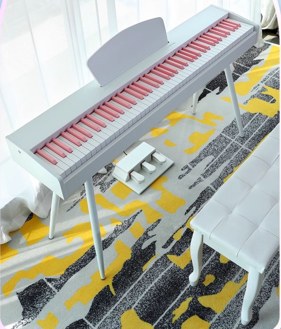 エレクトリックピアノ 88キー フォースキーボード ピンクの鍵 鍵盤楽器