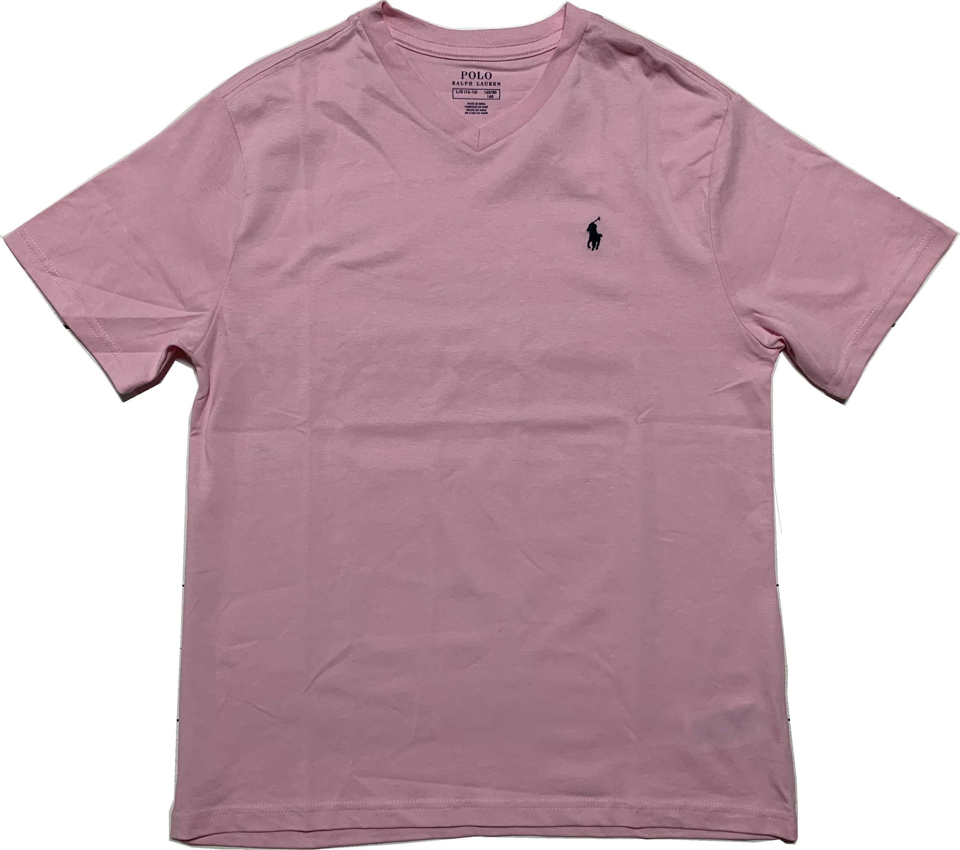 新作人気 Vネック 半袖 Laurenボーイズサイズ Ralph POLO ワンポイント PR2-094 boys ピンク Tシャツ Tシャツ ●サイズ:boys　XL