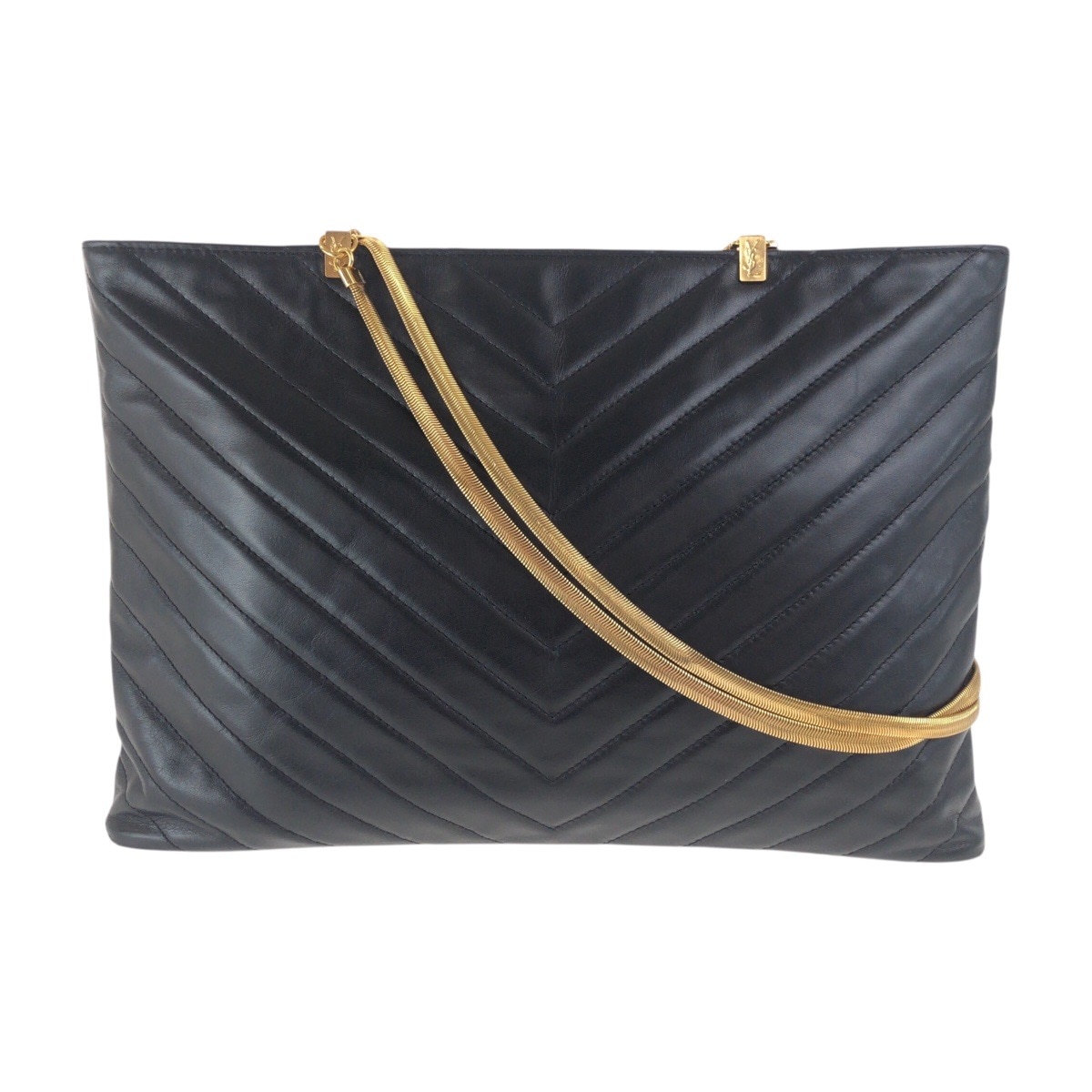 美品 ヴィンテージ YSL キルティング ブラック 黒 レッド ゴールド金具 カーフ チェーンショルダーバッグ レディース 505057