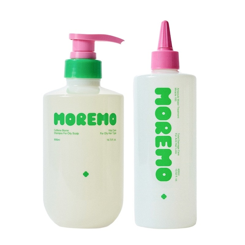 NEW モレモカフェイン バイオムシャンプー 脂性用 500ml+アンプル ウォータートリートメント 400ml 2種セット（トゥエックスシャンプー100ml＆ヘアパック60ml追加プレゼント）