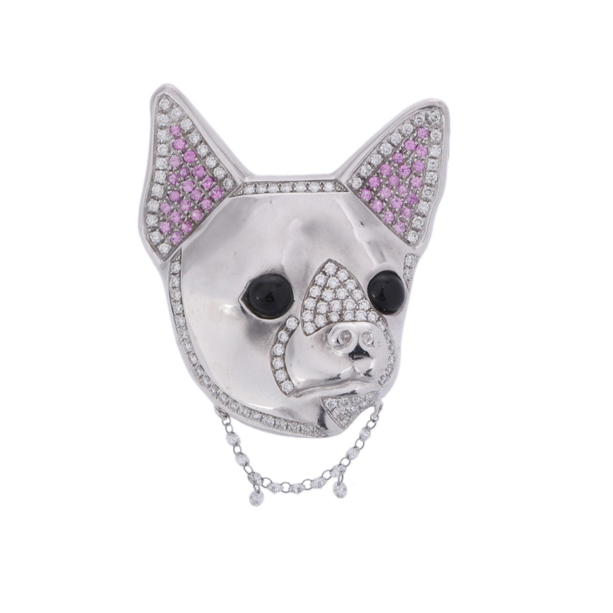 動物モチーフ サファイア0.75ct ダイヤ1.51ct ユニセックス K18ホワイトゴールド ペンダントトップ Aランク 中古 銀蔵