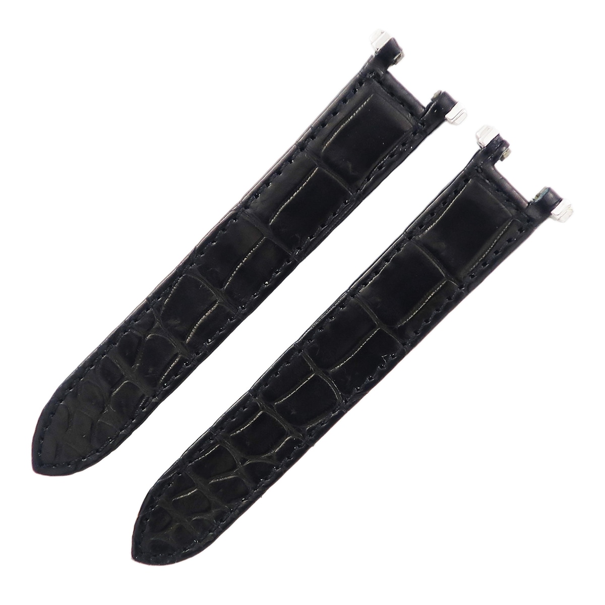 オーダー品 腕時計パーツ パシャ用 クロコバンド クロコダイル ブラック 未使用 汎用 他社製 ベルト ストラップ Dバックル用 18ｍｍ 黒 【中古】