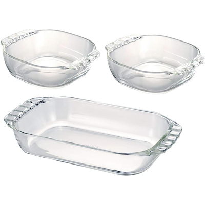 他サイト： HARIO ハリオ 耐熱ガラス製トースター皿3個セット HTZ-2808の商品画像