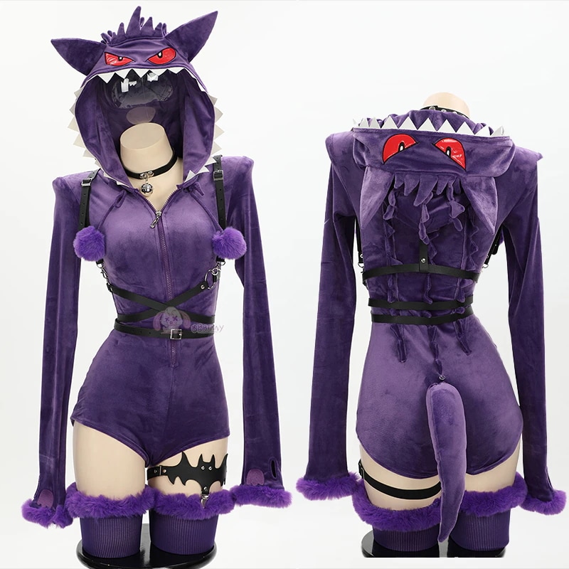コスチューム 耿鬼COS 紫色 毛布 コスプレ 女性 小悪魔 可愛い アニメ ふわふわ衣装 ワンピース