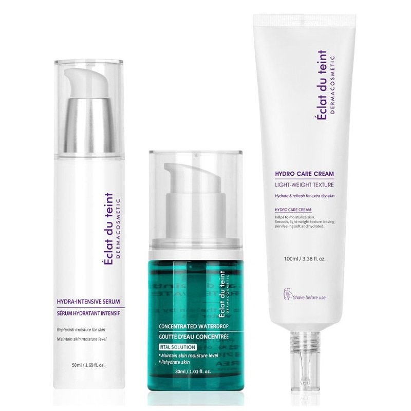 【韓国正規品】[関税なし]水分/ツヤ 3種 セット(ハイドロ ケア クリーム40ml+ウォータードロップ アンプル30ml+インテンシブ セラム50ml)水光/速乾燥