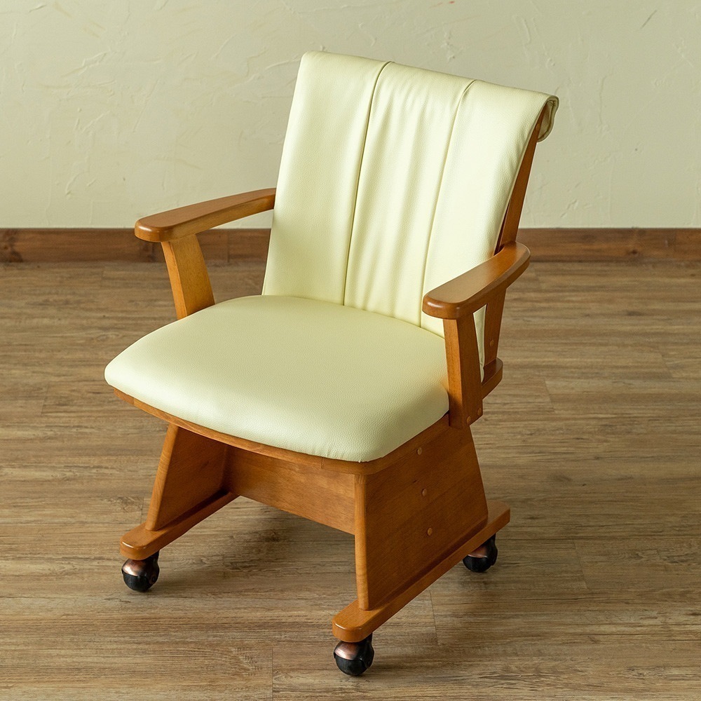 ダイニングチェア 椅子 回転 おしゃれ レトロ キャスター レザー チェア いす イス こたつ用 遮熱板 座面高40cm