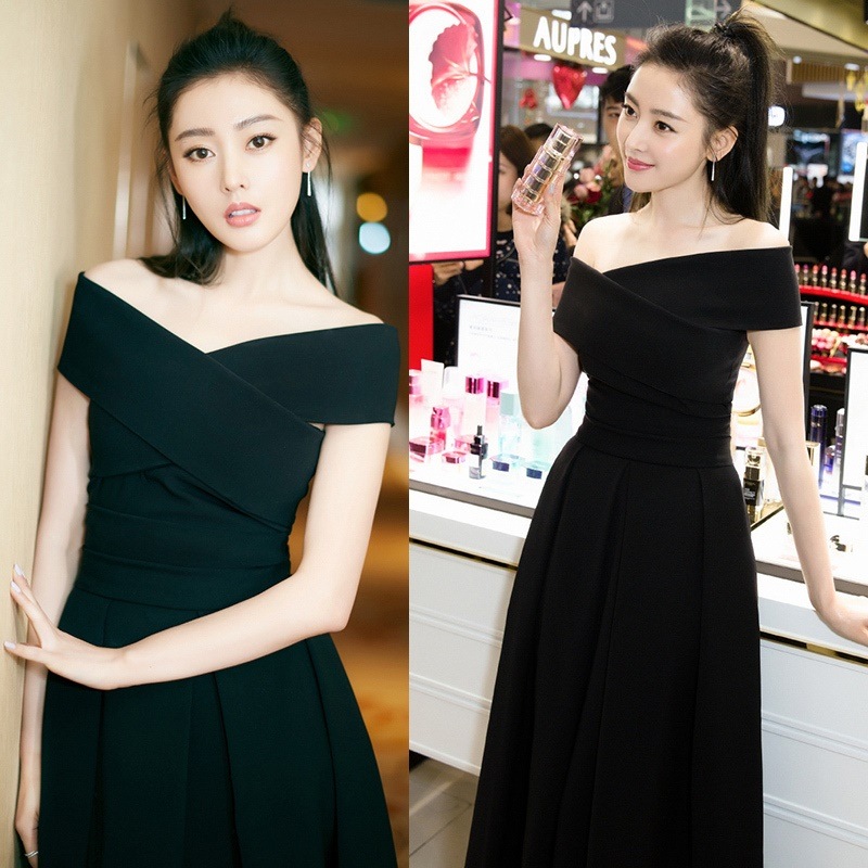 クロスショルダー エレガント ロングフレアドレス オフショルダー Vネック 無地 シンプル ワンカラー ハイウエスト 上品 レディース ２０１８年新作 定番 人気 およばれ 結婚式 二次会 演奏会 8,067円