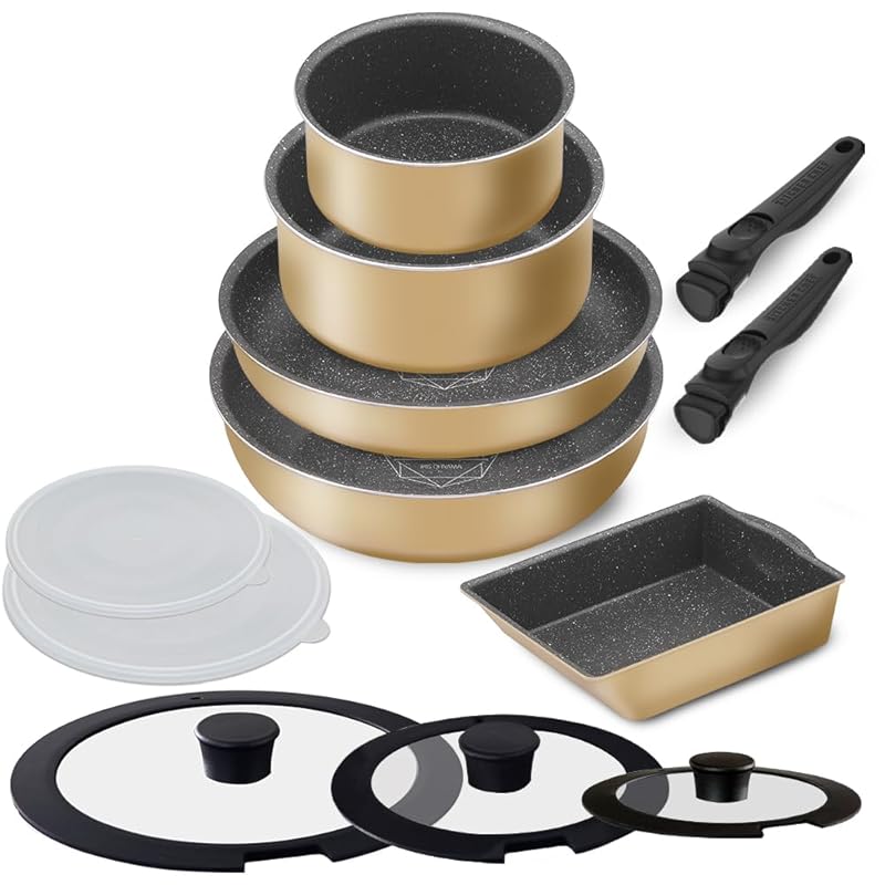 【即納】【新発売】アイリスオーヤマ フライパン 鍋 セット フライパンセット 12点 ガス火専用 軽量 お手入れ簡単 取っ手のとれる ダイヤモンドコート ダイヤモンドコートパン 1人暮らし クレイベー